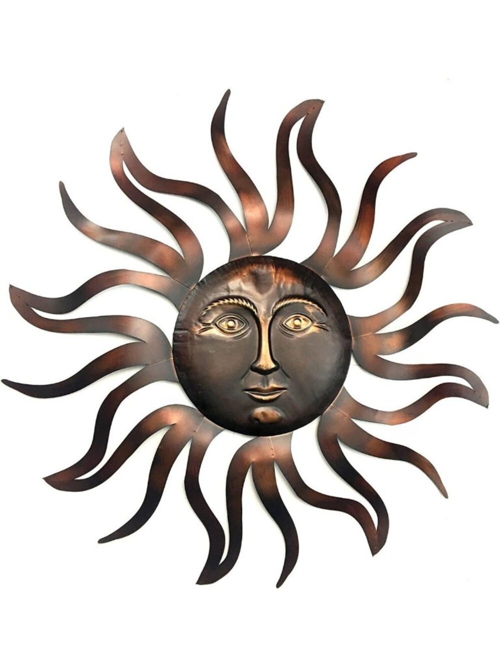 Large Copper Sun Metal Wall Decor for Indoor & Outdoor Garden Art - 35x35 Inch